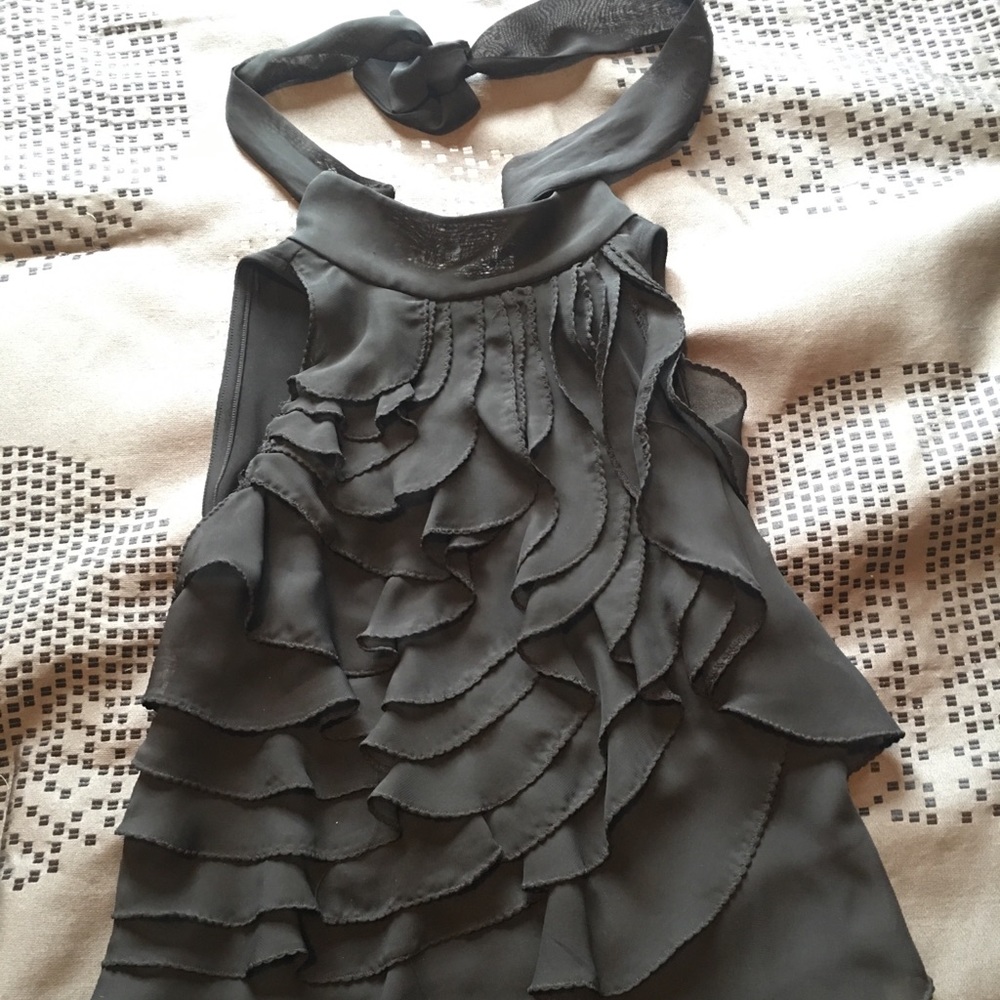 WHBM black ruffled cocktail dress